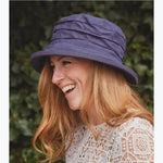 woman's navy linen sun hat