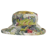 ladies abstract design large brimmed linen hat