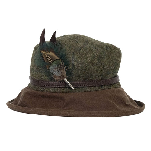 peak and brim hats betty tweed hat with gamebird and ostrich feather hat pin